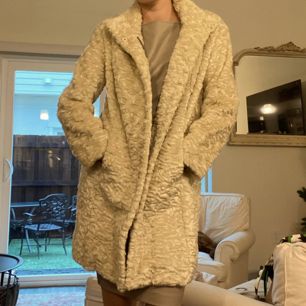 Never Worn Faux Fur Cream Coat